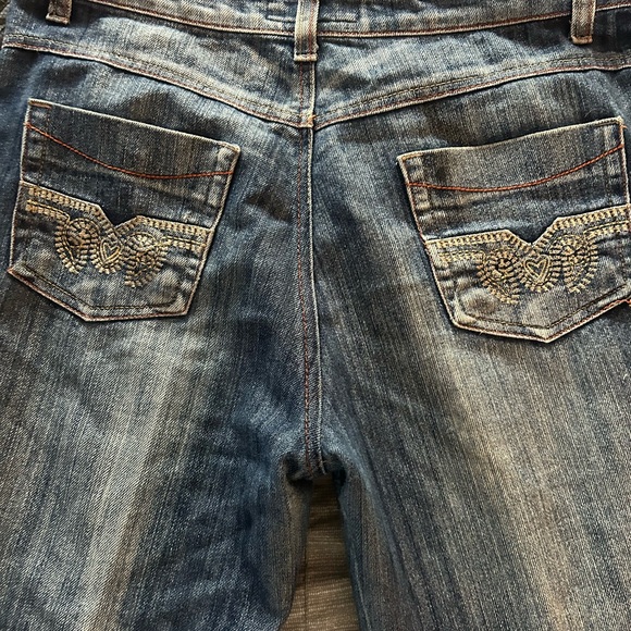 Vintage Chinese embroidered Jean capris Y2K Chinese Dragon - Picture 3 of 4